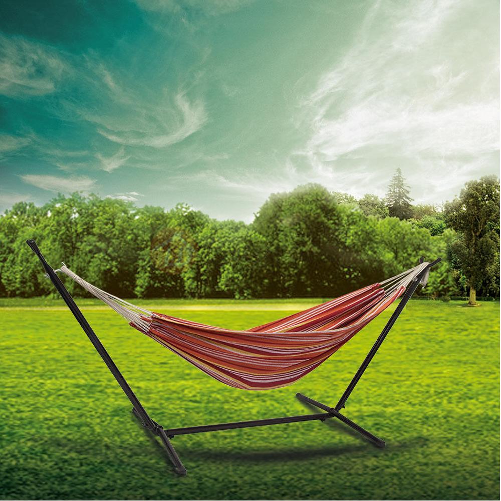 Ft Double Hammock With Space Saving Steel Stand Outdoor Portable
