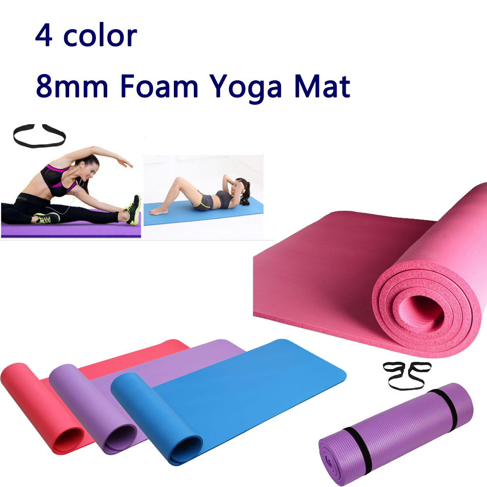 8mm Extra Thick 71-Inch Long NBR Foam Yoga Mat Fitness Pad