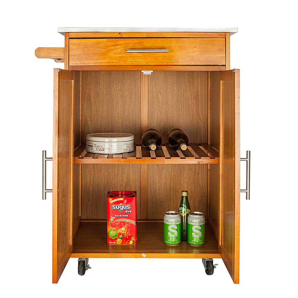 Rolling Kitchen Trolley Serving Cart Wood Storage Cabinet Drawer W